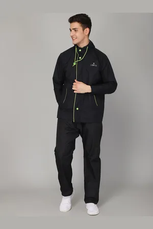 THE CLOWNFISH Arthur Men Black Solid Waterproof Hooded Rain Coat