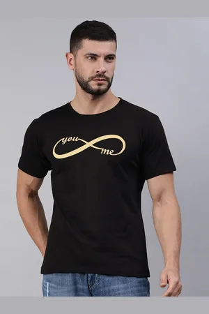 BRATMA Men Black & Yellow Typography Printed Pure Cotton T-shirt