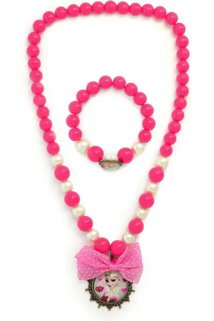EL REGALO Girls Pink & White Necklace Bracelet Jewellery Set