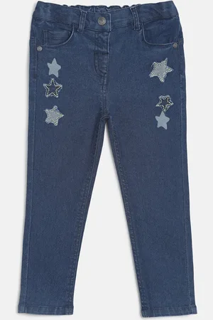 MINI KLUB Girls Blue Tapered Fit Mid-Rise Clean Look Stretchable Jeans