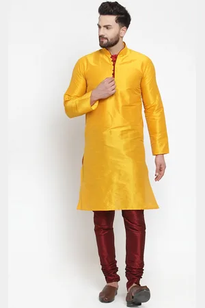 Kaifoo Men Yellow Kurta with Pyjamas