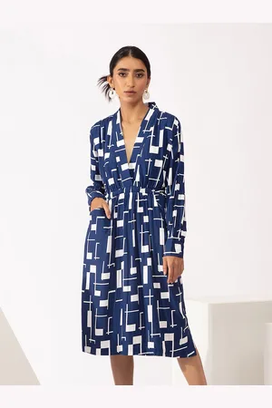 20Dresses Women Geometric Printed Blue & White Dress