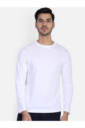 DYCA Men White Solid Round Neck T-shirt