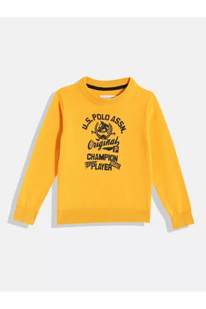 Ralph Lauren Boys Yellow Brand Logo Printed Pure Cotton Pullover