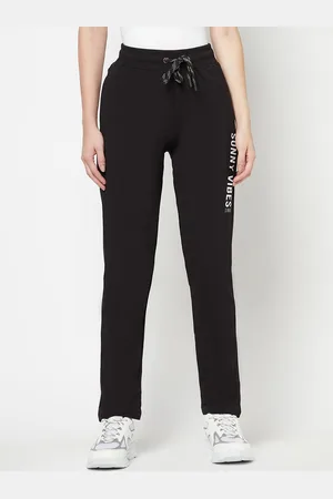 CANTABIL Women Black Solid Cotton Track Pants