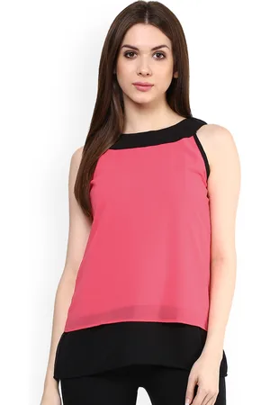 Mayra Women Pink Colourblocked A-Line Top
