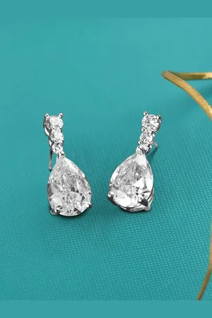Ami Silver-Plated Cubic Zirconia Contemporary Pear Drop Earrings