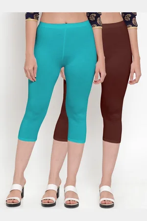 Jinfo Women Pack Of 2 Brown & Blue Capris