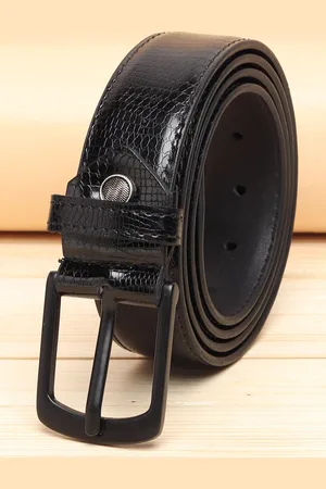 ZORO Men Black Textured PU Belt
