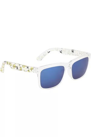 YK Unisex Kids Blue Lens & White Wayfarer Sunglasses with UV Protected Lens