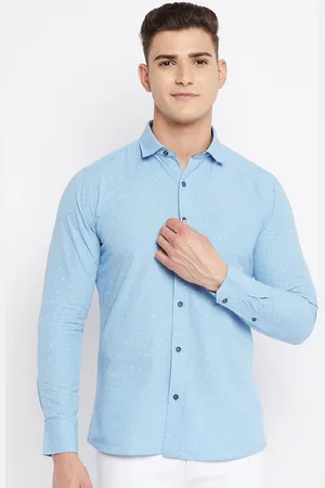 Duke Men Blue Slim Fit Printed Cotton Casual Shirt
