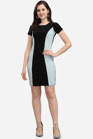 PURVAJA Blue & Black Colourblocked Bodycon Dress
