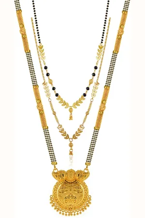 Brandsoon Set Of 3 Gold-Plated Beaded Mangalsutra