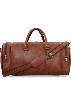 Leather World Unisex Tan Brown Solid Large Duffel Bag