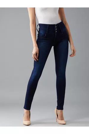 DOLCE CRUDO Women Navy Blue Skinny Fit High-Rise Clean Look Jeans