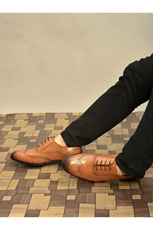 San Frissco Men Tan Leather Formal Shoes