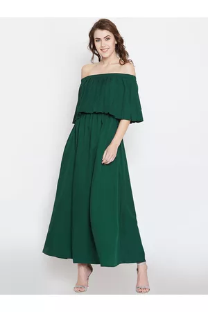 Berrylush Women Solid Green Maxi Dress