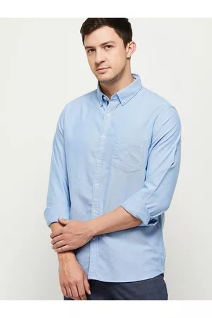 Max Collection Men Blue Solid Casual Shirt