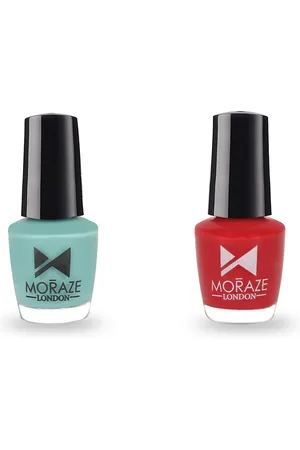 Moraze Pack of 2 Blue & Red Non Toxic Glossy Nail Polish - 10 ml