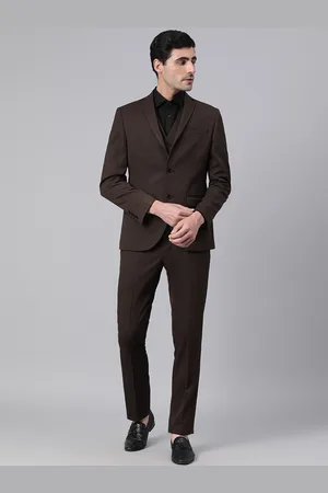Richlook Men Brown Solid Single-Breasted Regular Fit Formal 3-Piece Suit