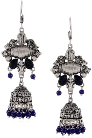 Silvermerc Designs Silver-Toned Classic Jhumkas Earrings