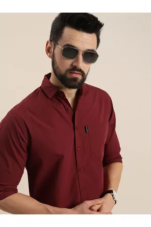Dillinger Men Maroon Cotton Casual Shirt