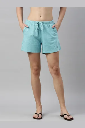 ENAMORA Women Blue Cotton Loose Fit Shorts