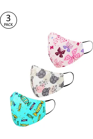 Tossido Kids Pack of 3 Pcs Multicoloured Reusable 3-Ply Protective Cloth Masks