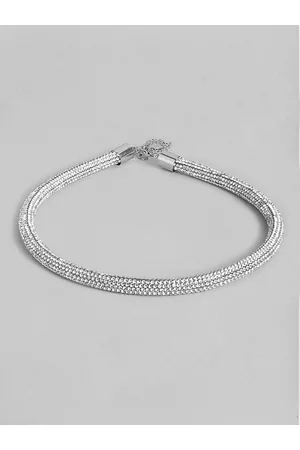Accessorize London Women Silver Rhinestone Tube Necklace