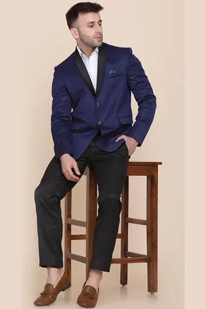 Tahvo Men Blue Solid 2 Piece Tuxedo Formal Suits