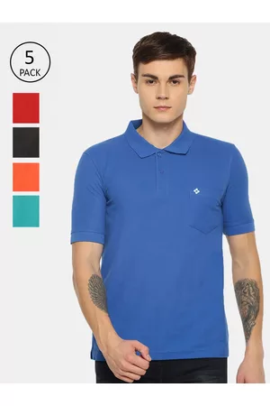 dollar Men Multicoloured Pack Of 5 Polo Collar T-shirts