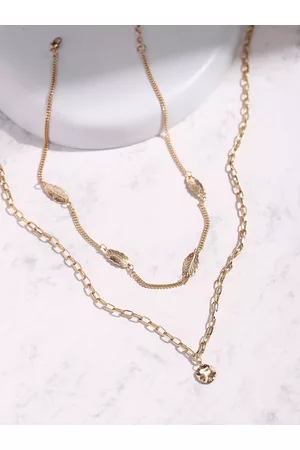 DEEBACO Gold-Toned Rose Gold-Plated Layered Necklace