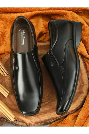 John Karsun Men Black Solid Formal Slip-Ons
