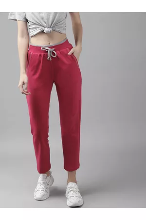 Cayman Women Pink Solid Straight Fit Pure Cotton Solid Track Pants