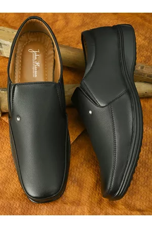 John Karsun Men Black Solid Formal Slip-Ons