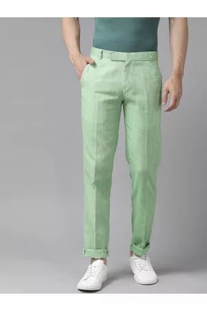 Hangup Men Green Regular Fit Solid Trousers