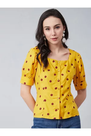 Rare Fashion Women Yellow Printed Top
