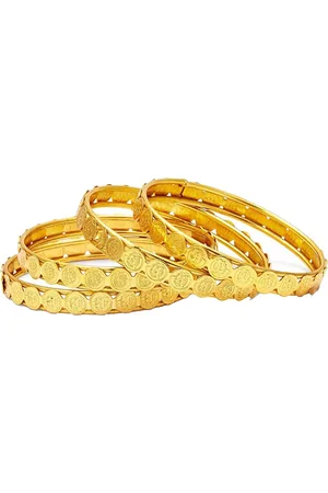 Jewels Galaxy Set Of 4 Gold-Plated Coinage Collection Bangle