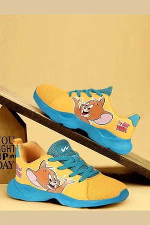 Campus Kids Mustard Yellow Jerry Printed Mesh Running Marking Shoes