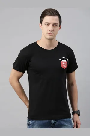 BRATMA Men Black TAKA NEI Solid Round Neck T-shirt
