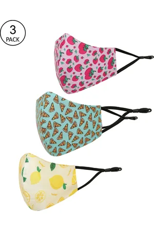 Tossido Kids Pack Of 3 Printed 3-Ply Pure Cotton Reusable Protective Cloth Masks