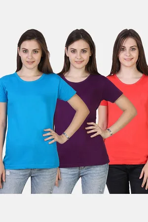 Fleximaa Women Blue & Purple Pack of 3 T-shirt