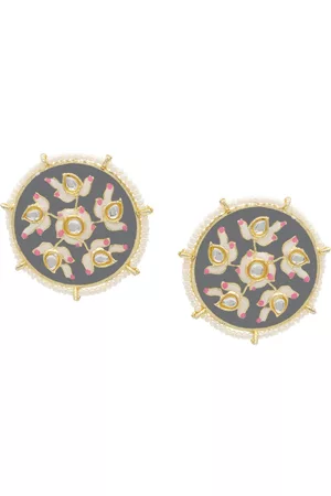 Asmitta Jewellery Grey Gold-Plated Contemporary Studs Earrings