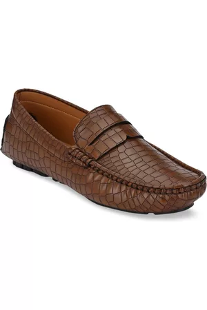 Provogue Men Brown Textured Penny Loafers