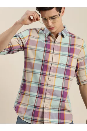 Moda Rapido Men Purple & Multicoloured Slim Fit Checked Casual Shirt