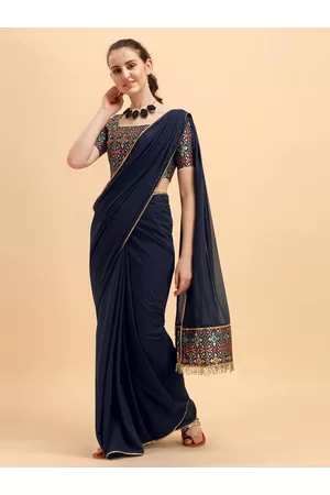 Sangria Women Zari Woven Border Saree with Blouse Piece