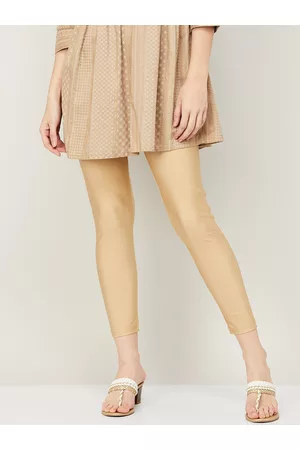 Lifestyle Women Gold-Coloured Solid Ankle Length Leggings