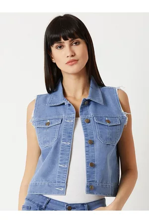 Miss Chase Women Blue Solid Denim Jacket