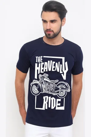 Bushirt Men Navy Blue Printed Round Neck T-shirt