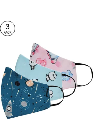 Tossido Kids Pack Of 3 Printed Reusable 100% Cotton 3 -Ply Cloth Face Mask